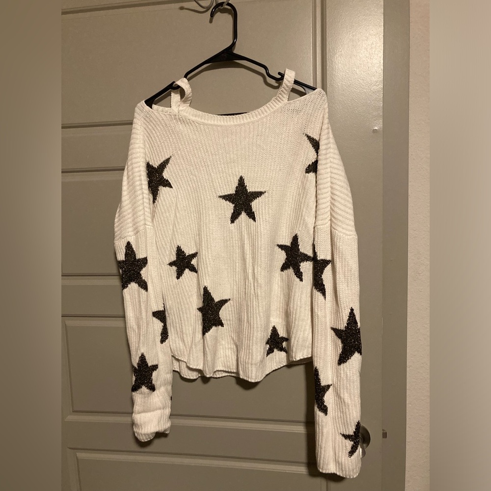 Express Cream Star Knit Sweater